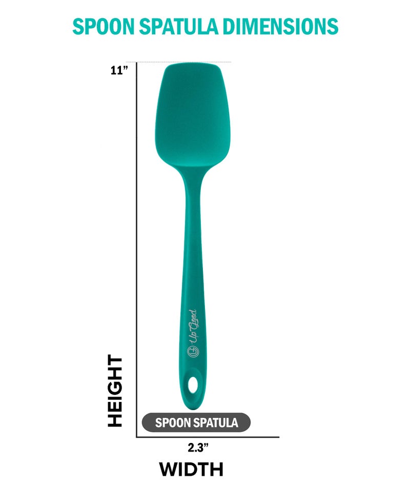 UpGood Silicone Spoon Spatula - 600F Heat-Resistant Non-Stick Rubber Spoonula | Use as Silicone Kitchen Scraper Utensil - Baking and Cooking Strong Stainless Steel Core | UpGood Kitchen Utensils  (Teal) - Image 4